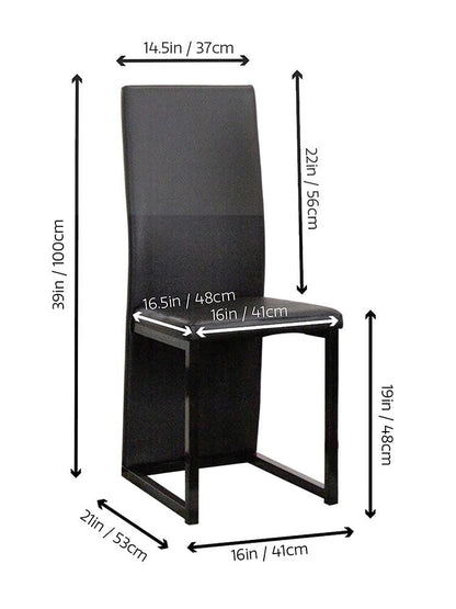 Sunset Trading - Six Cosmic Black Faux Leather Upholstered Dining Chairs with Powder-Coated Metal Legs (Set of 6) - Black/Matte Black Legs - CR-K92070-0112-6 veiw 2