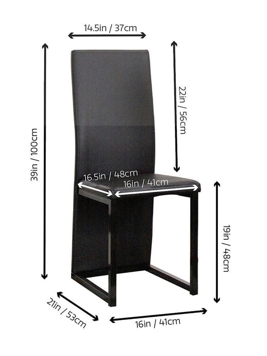 Sunset Trading - Six Cosmic Black Faux Leather Upholstered Dining Chairs with Powder-Coated Metal Legs (Set of 6) - Black/Matte Black Legs - CR-K92070-0112-6 veiw 2
