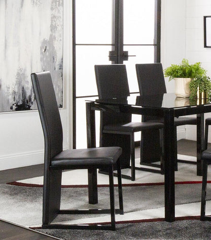 Sunset Trading - Six Cosmic Black Faux Leather Upholstered Dining Chairs with Powder-Coated Metal Legs (Set of 6) - Black/Matte Black Legs - CR-K92070-0112-6 veiw 3