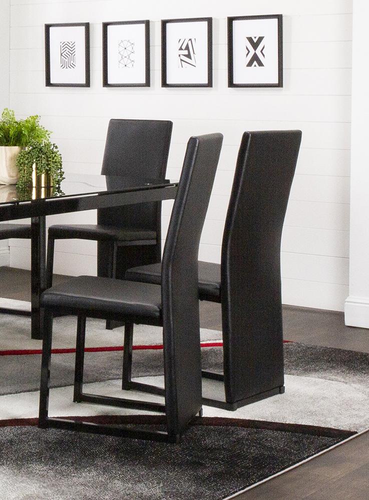 Sunset Trading - Six Cosmic Black Faux Leather Upholstered Dining Chairs with Powder-Coated Metal Legs (Set of 6) - Black/Matte Black Legs - CR-K92070-0112-6 veiw 4
