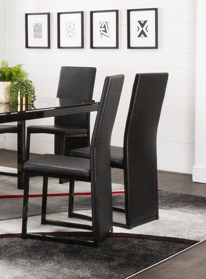 Sunset Trading - Six Cosmic Black Faux Leather Upholstered Dining Chairs with Powder-Coated Metal Legs (Set of 6) - Black/Matte Black Legs - CR-K92070-0112-6 veiw 4