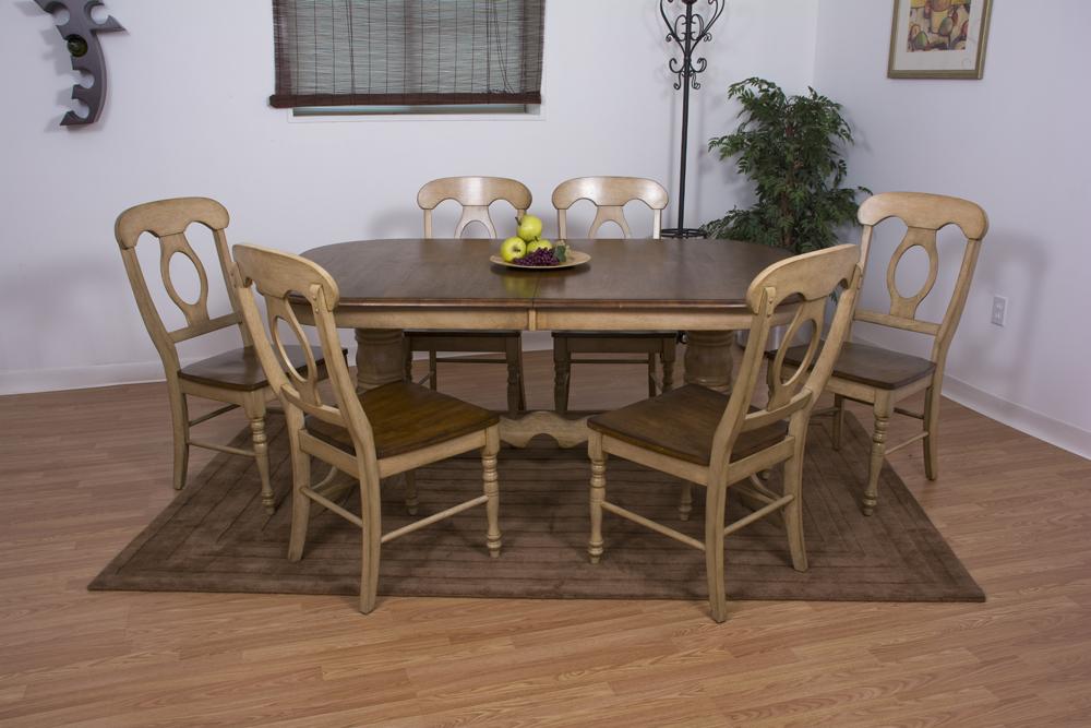 Sunset Trading - 7 Piece Brook Double Pedestal Extension Dining Set with Napoleon Chairs - DLU-BR4296-C50-PW7PC veiw 1