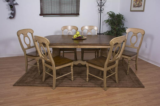 Sunset Trading - 7 Piece Brook Double Pedestal Extension Dining Set with Napoleon Chairs - DLU-BR4296-C50-PW7PC veiw 1