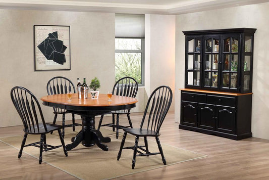 Sunset Trading - 7 Piece Pedestal Dining Table Set with China Cabinet - DLU-TBX4866-4130-22BHAB7PC veiw 1