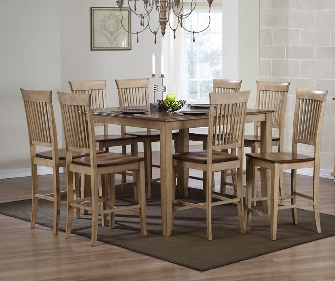 Sunset Trading - 9 Piece Brook 48in Square Pub Set with Fancy Slat Stools - DLU-BR4848CB-B70-PW9PC veiw 1