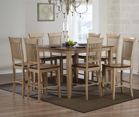 Sunset Trading - 9 Piece Brook 48in Square Pub Set with Fancy Slat Stools - DLU-BR4848CB-B70-PW9PC veiw 1