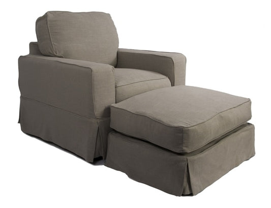 Sunset Trading - Americana Slipcovered Chair and Ottoman in Light Gray - SU-108520-30-220591 veiw 1