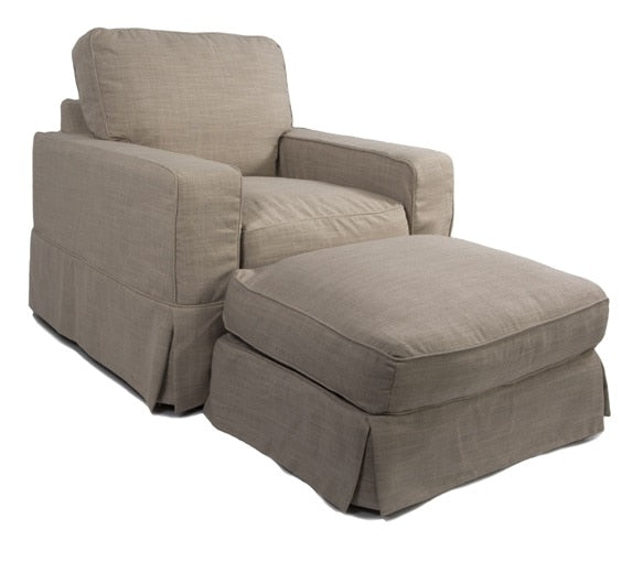 Sunset Trading - Americana Slipcovered Chair and Ottoman in Linen - SU-108520-30-466082 veiw 1