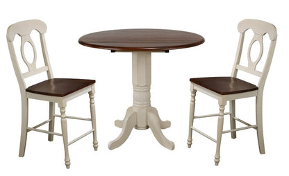 Sunset Trading - Andrews 3 Piece 42 Round Drop Leaf Pub Table Set With Napoleon Stools - DLU-ADW4242CB-B50-AW3PC veiw 1