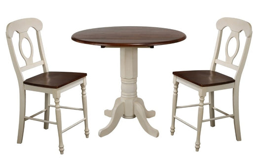Sunset Trading - Andrews 3 Piece 42 Round Drop Leaf Pub Table Set With Napoleon Stools - DLU-ADW4242CB-B50-AW3PC veiw 1