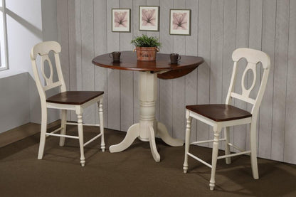 Sunset Trading - Andrews 3 Piece 42 Round Drop Leaf Pub Table Set With Napoleon Stools - DLU-ADW4242CB-B50-AW3PC veiw 3