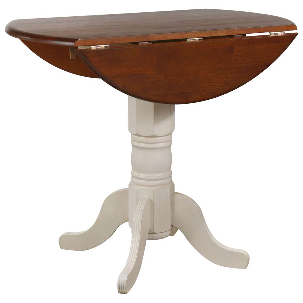 Sunset Trading -  Andrews  3 Piece 42in Round Extendable Drop Leaf Pub Table Set  - DLU-ADW4242CB-B50A-AW3P veiw 4