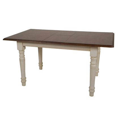 Sunset Trading - Andrews 48-60in Rectangular Extendable Butterfly Leaf Dining Table  - Distressed Antique White with Chestnut Brown - DLU-ADW3660-AW veiw 1