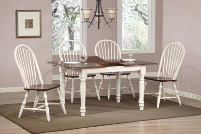 Sunset Trading - Andrews 48-60in Rectangular Extendable Butterfly Leaf Dining Table  - Distressed Antique White with Chestnut Brown - DLU-ADW3660-AW veiw 3