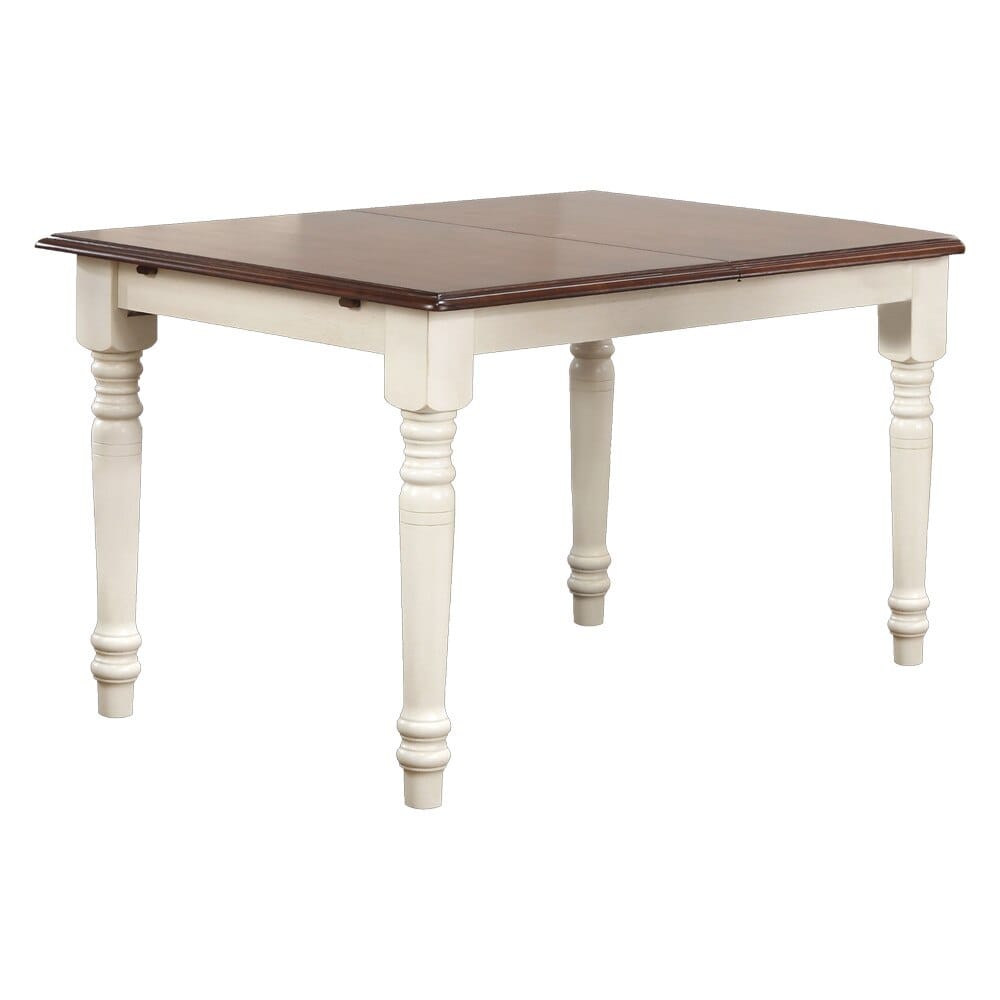 Sunset Trading - Andrews 48-60in Rectangular Extendable Butterfly Leaf Dining Table  - Distressed Antique White with Chestnut Brown - DLU-TLB3660-AW veiw 1