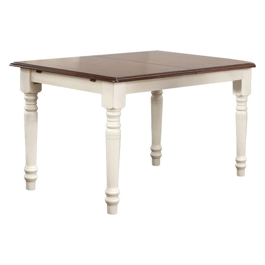 Sunset Trading - Andrews 48-60in Rectangular Extendable Butterfly Leaf Dining Table  - Distressed Antique White with Chestnut Brown - DLU-TLB3660-AW veiw 1