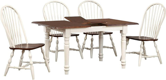 Sunset Trading - Andrews 5 Piece 48-60in Rectangular Extendable Dining Set  - Distressed Antique White with Chestnut Brown - DLU-ADW3660-C30-AW5PC veiw 1