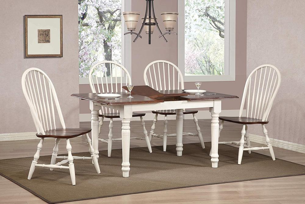 Sunset Trading - Andrews 5 Piece 48-60in Rectangular Extendable Dining Set  - Distressed Antique White with Chestnut Brown - DLU-ADW3660-C30-AW5PC veiw 2
