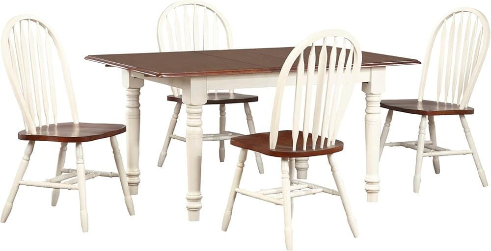 Sunset Trading - Andrews 5 Piece 48-60in Rectangular Extendable Dining Set  - Distressed Antique White with Chestnut Brown - DLU-ADW3660-820-AW5PC veiw 1