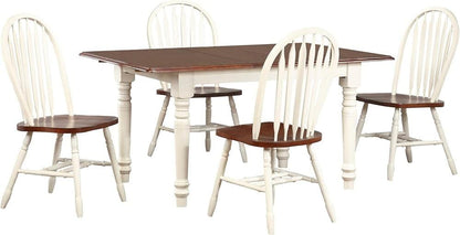 Sunset Trading - Andrews 5 Piece 48-60in Rectangular Extendable Dining Set  - Distressed Antique White with Chestnut Brown - DLU-ADW3660-820-AW5PC veiw 1