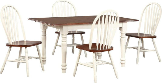 Sunset Trading - Andrews 5 Piece 48-60in Rectangular Extendable Dining Set  - Distressed Antique White with Chestnut Brown - DLU-ADW3660-820-AW5PC veiw 1