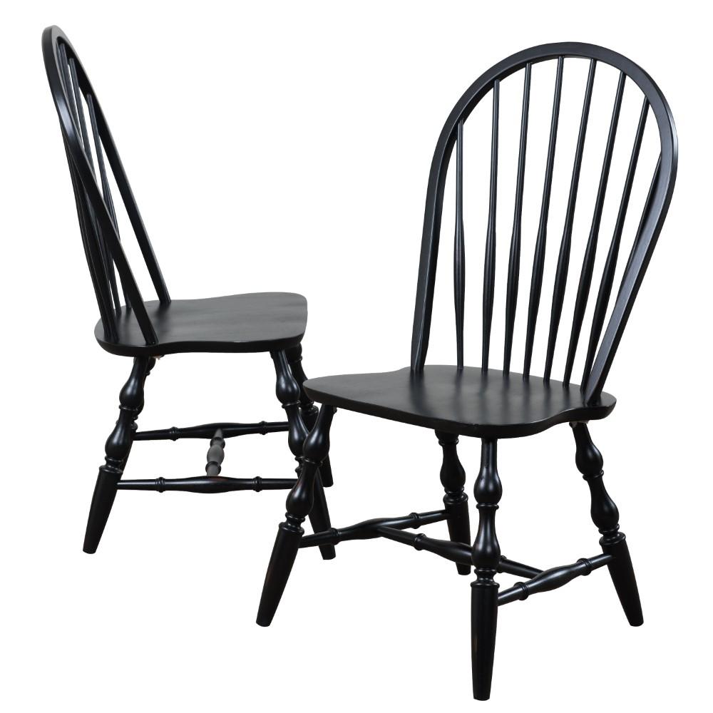 Sunset Trading - Andrews 5 Piece Double Pedestal Dining Set - Chestnut Brown Table - Antique Black Windsor Chairs - DLU-ADW4296CT-C30-AB5PC veiw 7