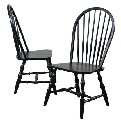 Sunset Trading - Andrews 5 Piece Double Pedestal Dining Set - Chestnut Brown Table - Antique Black Windsor Chairs - DLU-ADW4296CT-C30-AB5PC veiw 7