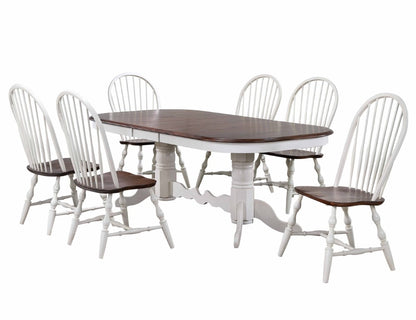 Sunset Trading - Andrews 7 Piece Double Pedestal Extendable Dining Set - Antique White and Chestnut Brown - DLU-ADW4296-C30-AW7PC veiw 1