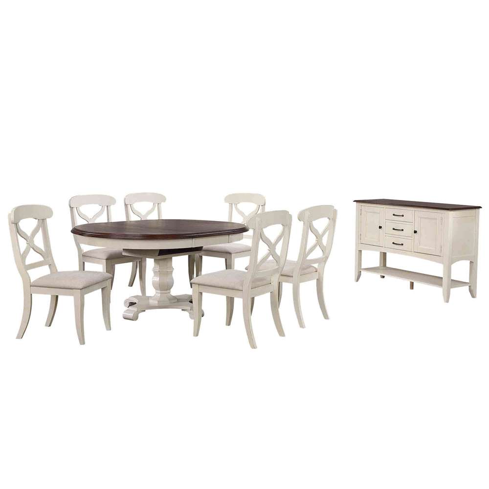 Sunset Trading -  Andrews  8 Piece 48in Round or 66in Oval Extendable Dining Set  - DLU-ADW4866-C12-SBAW8P veiw 1