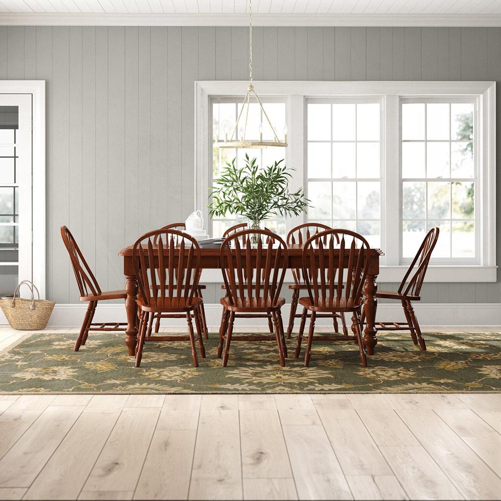 Sunset Trading - Andrews 9 Piece 56-72in Rectangular Extendable Dining Set with Windsor Arrowback Chairs  - Distressed Chestnut Brown - DLU-ADW4272-820-CT9P veiw 2