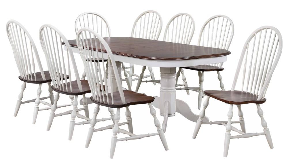 Sunset Trading - Andrews 9 Piece Double Pedestal Extendable Dining Set - Antique White Chestnut Brown - DLU-ADW4296-C30-AW9PC veiw 1
