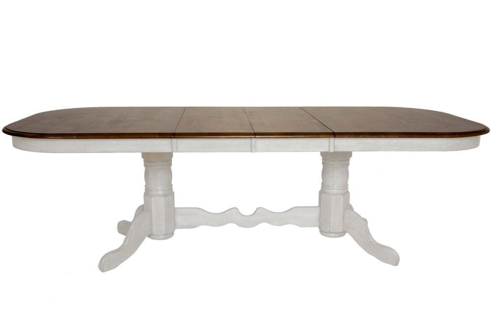 Sunset Trading - Andrews 9 Piece Double Pedestal Extendable Dining Set - Antique White Chestnut Brown - DLU-ADW4296-C30-AW9PC veiw 4