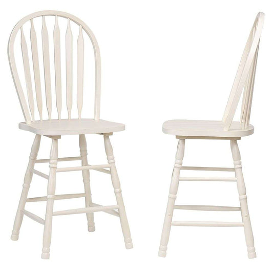 Sunset Trading - Andrews Arrowback Windsor 24in Barstool Antique White Solid Wood Counter Height Stool (Set of 2) - DLU-ADW-B824-AW-2 veiw 1