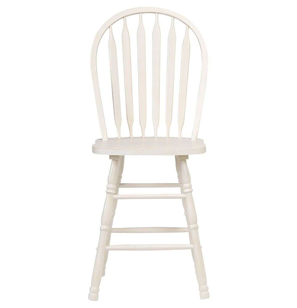 Sunset Trading - Andrews Arrowback Windsor 24in Barstool Antique White Solid Wood Counter Height Stool (Set of 2) - DLU-ADW-B824-AW-2 veiw 2