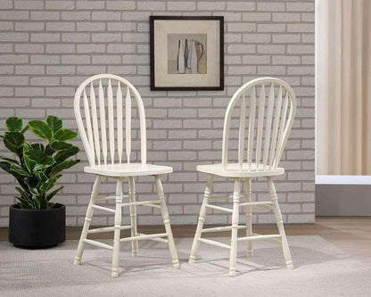 Sunset Trading - Andrews Arrowback Windsor 24in Barstool Antique White Solid Wood Counter Height Stool (Set of 2) - DLU-ADW-B824-AW-2 veiw 5