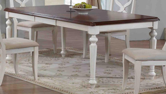 Sunset Trading - Andrews Butterfly Leaf Dining Table in Antique White with Chestnut Finish Top - DLU-ADW4276-AW veiw 1
