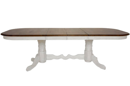 Sunset Trading - Andrews Double Pedestal Extendable Dining Table - Antique White with Chestnut Brown Top - DLU-ADW4296-AW veiw 1