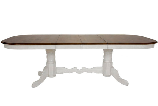 Sunset Trading - Andrews Double Pedestal Extendable Dining Table - Antique White with Chestnut Brown Top - DLU-ADW4296-AW veiw 1