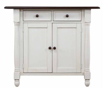 Sunset Trading - Andrews Drop Leaf Kitchen Island with Counter Height Stools with Arms - Antique White and Chestnut Brown - Drawers and Cabinet - DLU-KI4222-B3024A-AW3PC veiw 5