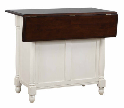 Sunset Trading - Andrews Drop Leaf Kitchen Island with Counter Height Stools with Arms - Antique White and Chestnut Brown - Drawers and Cabinet - DLU-KI4222-B3024A-AW3PC veiw 7