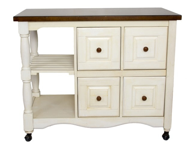 Sunset Trading - Andrews Four Drawer Kitchen Cart - DCY-CRT-03-AW veiw 1