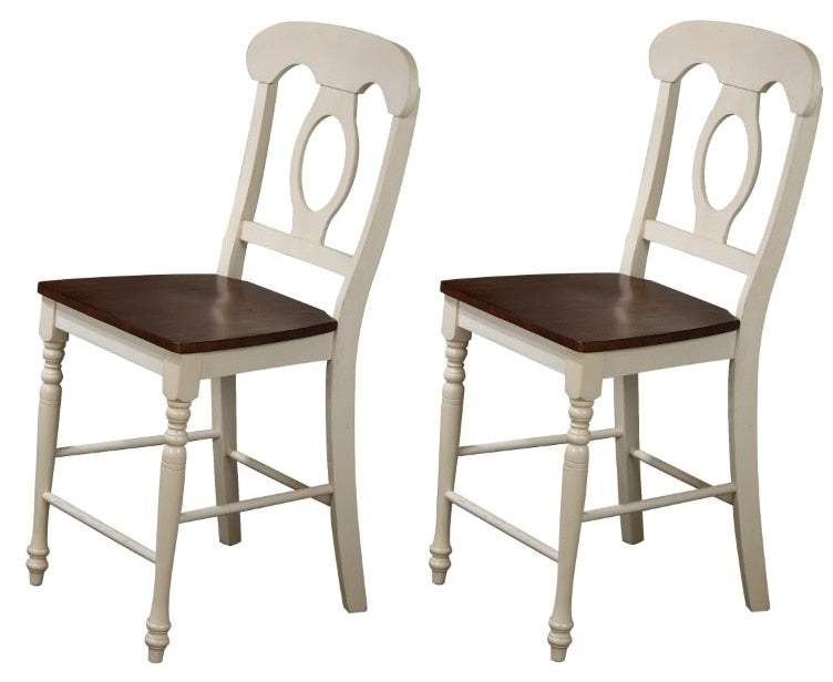 Sunset Trading - Andrews Napoleon Barstool In Antique White And Chestnut (Set of 2) - DLU-ADW-B50-AW-2 veiw 1