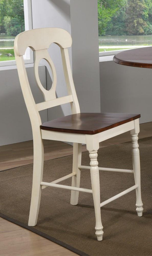 Sunset Trading - Andrews Napoleon Barstool In Antique White And Chestnut (Set of 2) - DLU-ADW-B50-AW-2 veiw 2