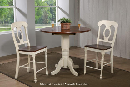 Sunset Trading - Andrews Napoleon Barstool In Antique White And Chestnut (Set of 2) - DLU-ADW-B50-AW-2 veiw 3