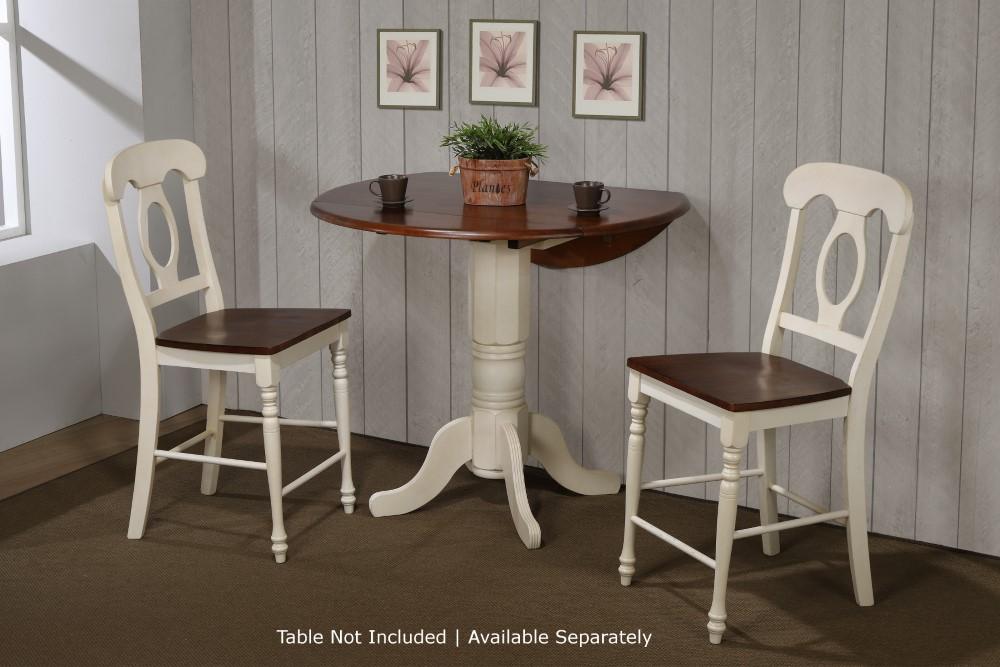 Sunset Trading - Andrews Napoleon Barstool In Antique White And Chestnut (Set of 2) - DLU-ADW-B50-AW-2 veiw 4