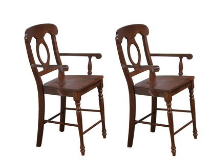 Sunset Trading - Andrews Napoleon Barstool with Arms - Chestnut Brown - Counter Height Stool  (Set of 2) - DLU-ADW-B50A-CT-2 veiw 1