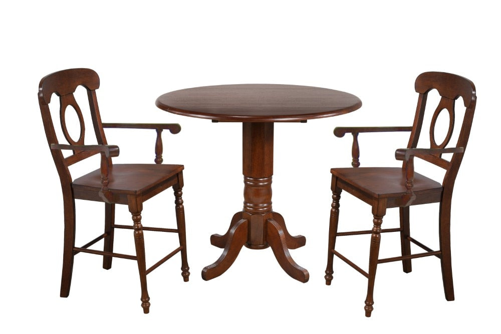 Sunset Trading - Andrews Napoleon Barstool with Arms - Chestnut Brown - Counter Height Stool  (Set of 2) - DLU-ADW-B50A-CT-2 veiw 2