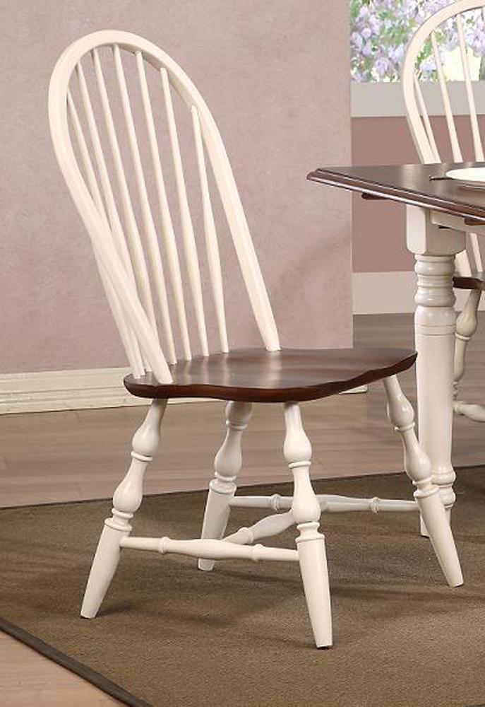 Sunset Trading - Andrews Windsor Spindleback Dining Chair in Antique White with Chestnut Seat (Set of 2) - DLU-C30-AW-2 veiw 1