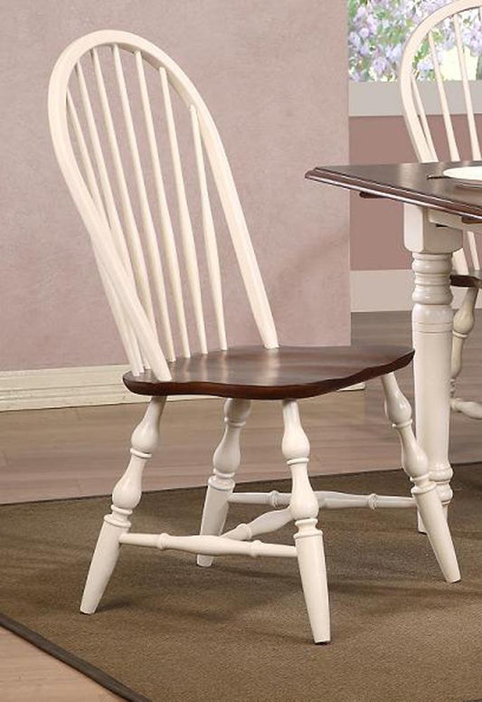 Sunset Trading - Andrews Windsor Spindleback Dining Chair in Antique White with Chestnut Seat (Set of 2) - DLU-C30-AW-2 veiw 1
