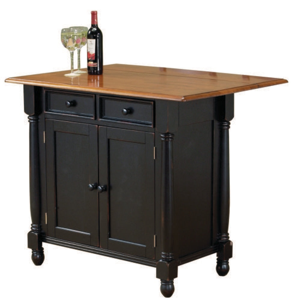 Sunset Trading - Antique Black Kitchen Island with Cherry Drop Leaf Top - DLU-KI-4222-BCH veiw 1
